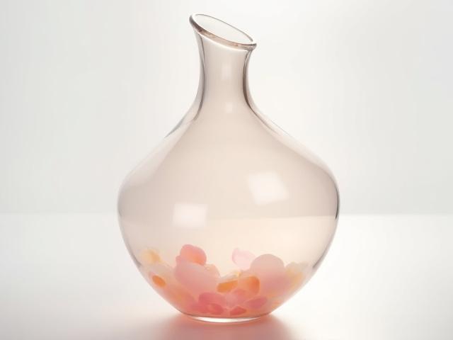 Mundgeblasene Glasvase mit zarten Rosatönen